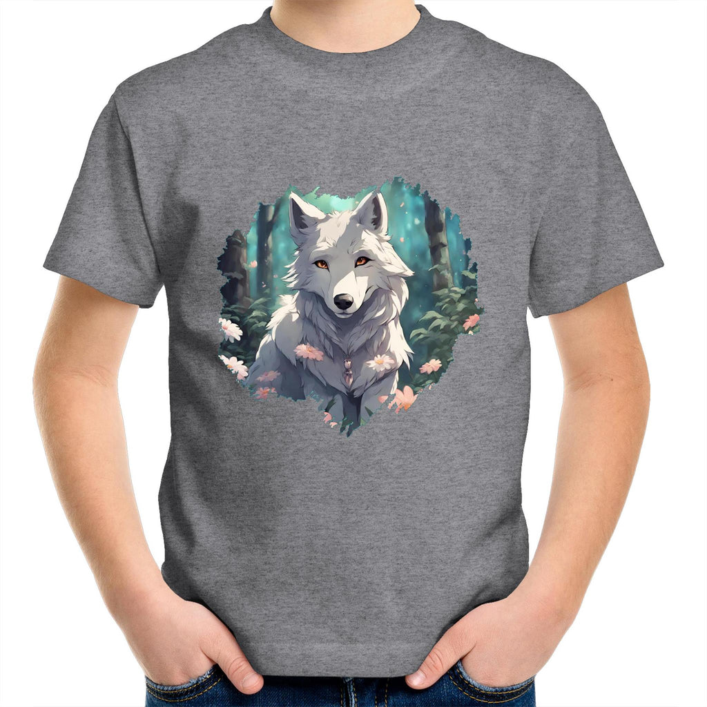 Wolf Print AS Colour Kids Youth TShirt Ogo Merch