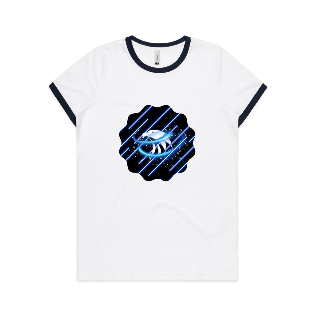 Blue Swirl Eagle AS Colour Women's Ringer Tee Ogo Merch