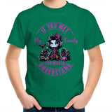 Meet my Family Angry Girl AS Colour Kids Youth T-Shirt Ogo Merch