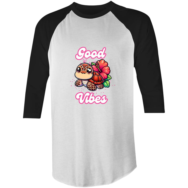Good Vibes Turtle AS Colour Raglan - 3/4 Sleeve T-Shirt Ogo Merch