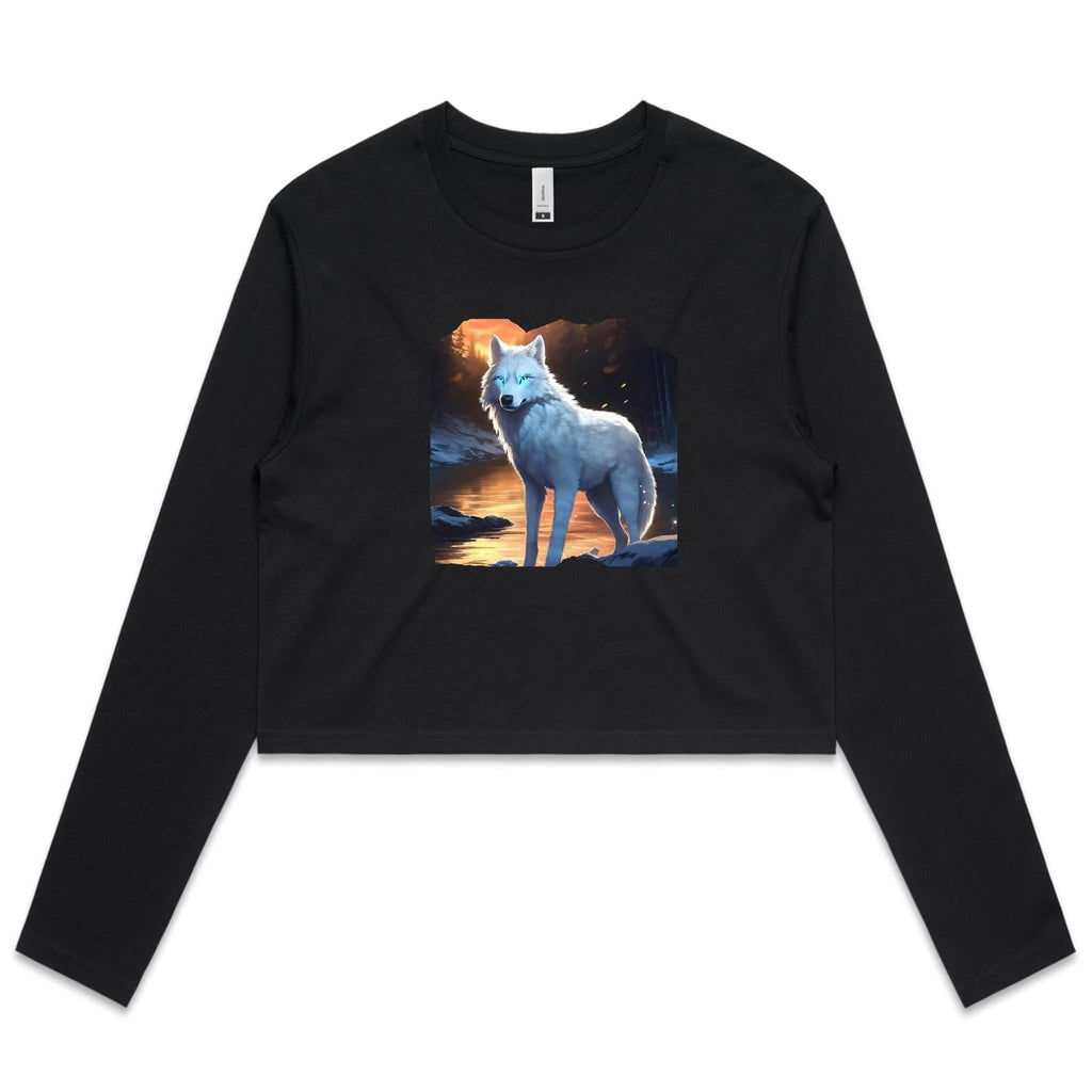 White Wolf AS Colour - Women's Long Sleeve Crop Tee Ogo Merch
