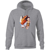 Lady and Pet Dragon AS Colour Stencil - Pocket Hoodie Sweatshirt Ogo Merch