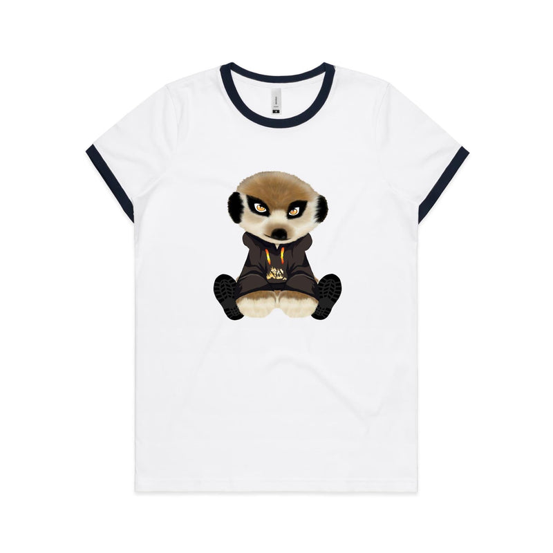 Meerkat in Hoodie AS Colour Women's Ringer Tee Ogo Merch