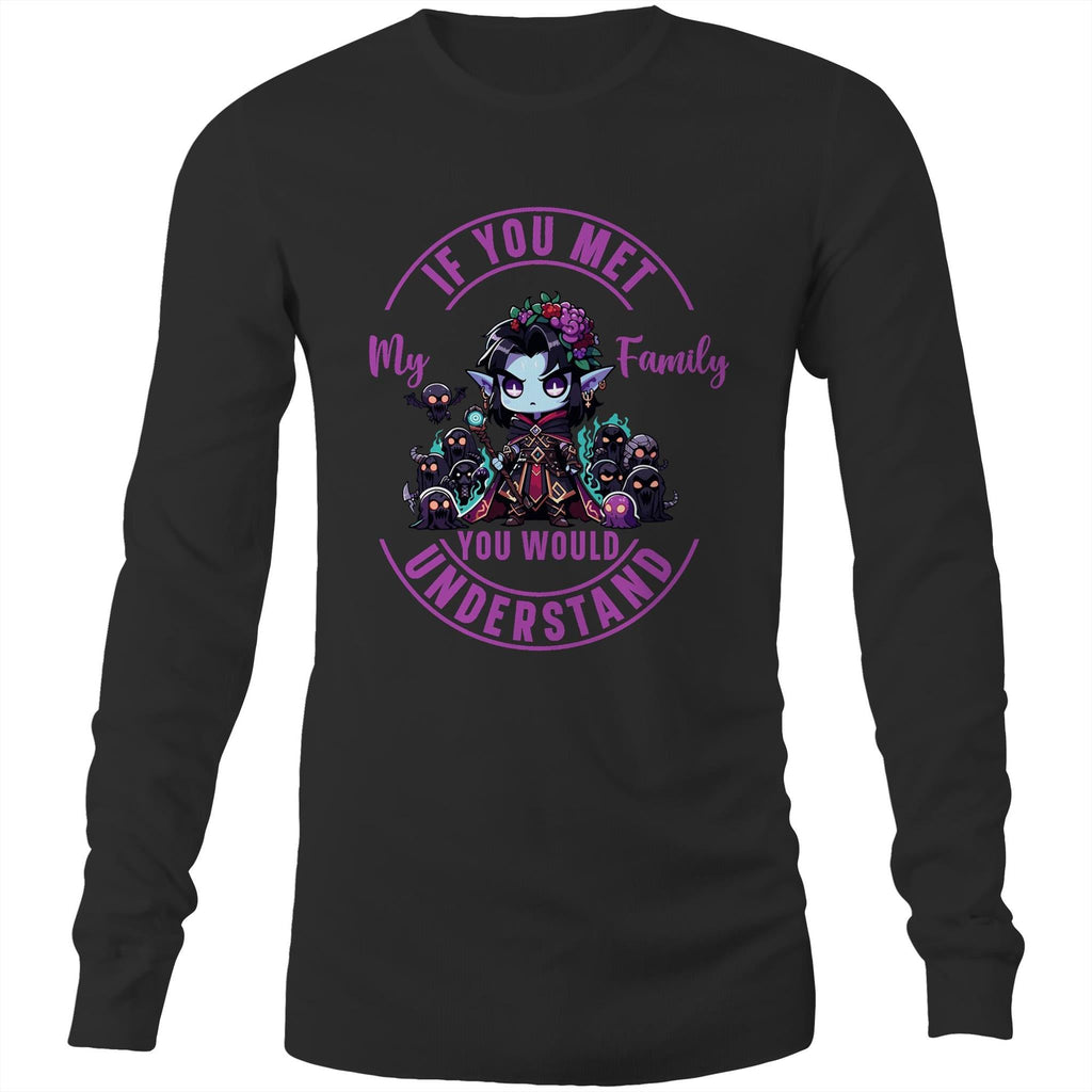 Meet my Family Angry Girl AS Colour Base - Mens Long Sleeve T-Shirt Ogo Merch