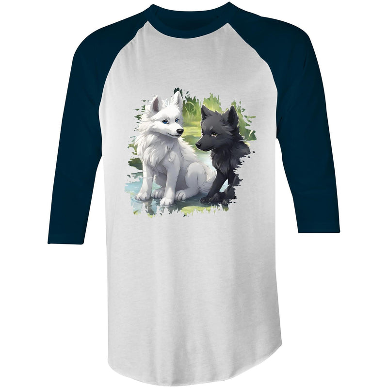 Two Wolves AS Colour Raglan 3/4 Sleeve TShirt Ogo Merch