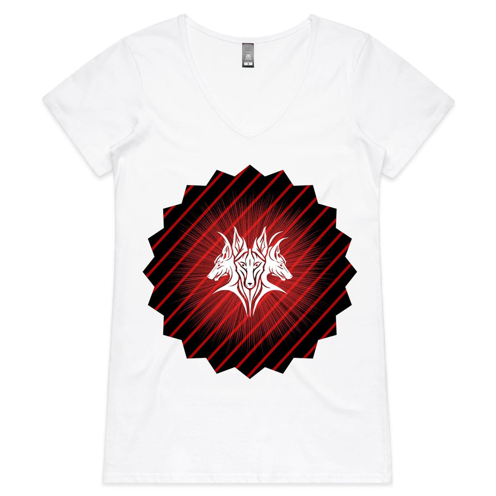 Glowing Cerberus AS Colour Bevel Womens VNeck TShirt Ogo Merch