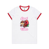 Good Vibes Turtle AS Colour Women's Ringer Tee Ogo Merch