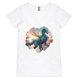 Beautiful Dragon AS Colour Bevel Women's VNeck TShirt Ogo Merch