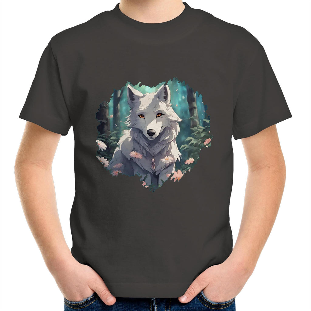 Wolf Print AS Colour Kids Youth TShirt Ogo Merch
