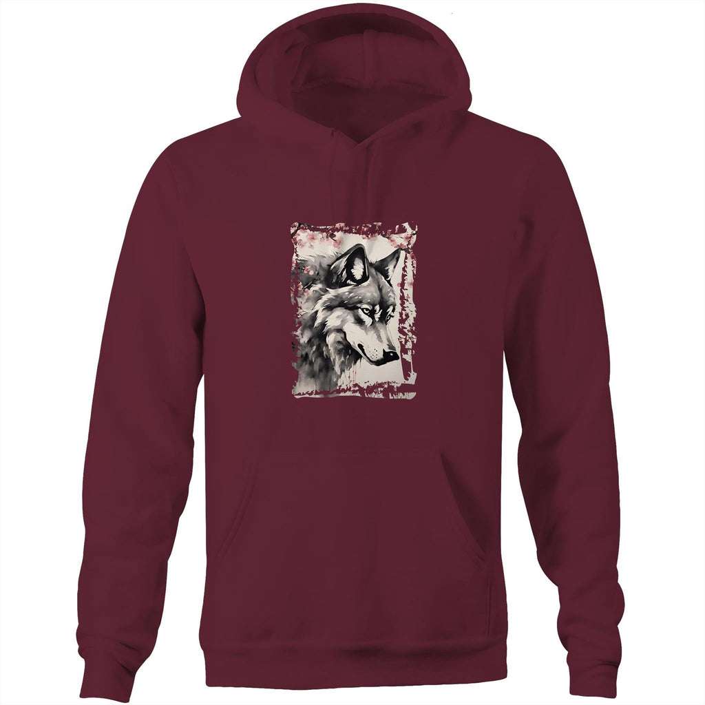Wolf and Flowers AS Colour Stencil Pocket Hoodie Sweatshirt Ogo Merch