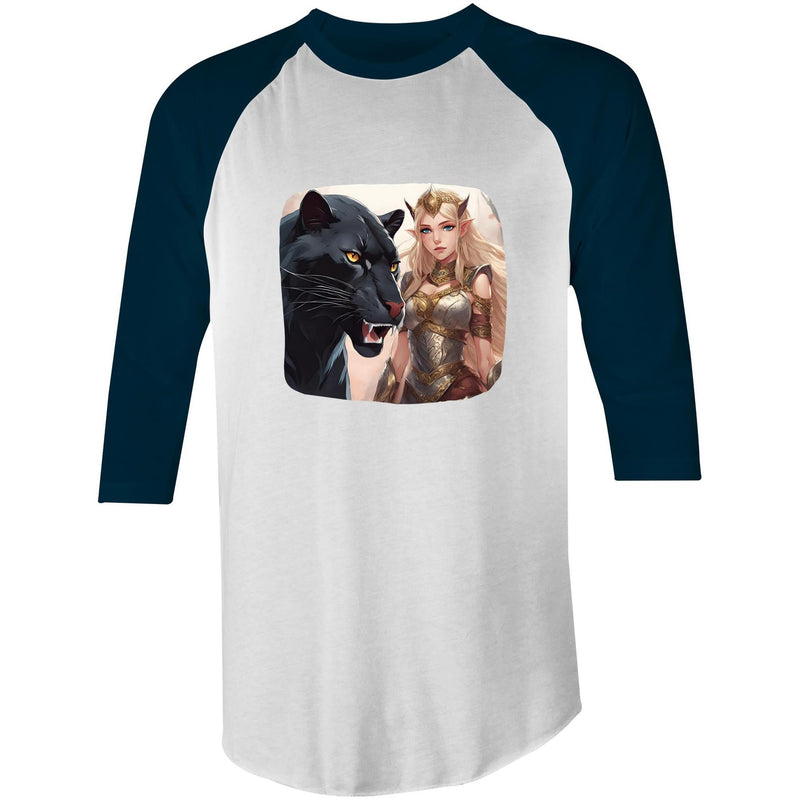 Panther and Elf Raglan - 3/4 Sleeve T-Shirt Ogo Merch