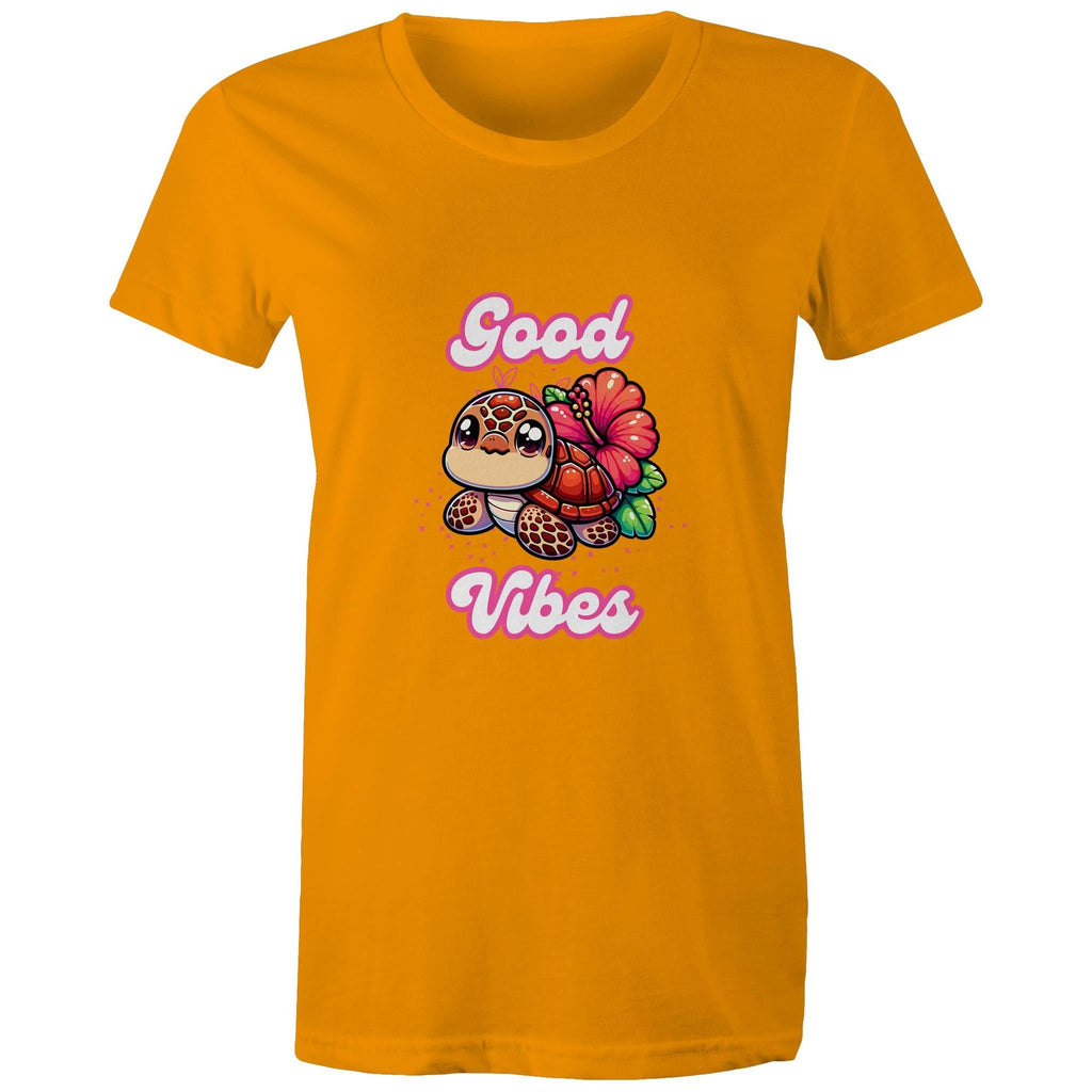 Good Vibes Turtle AS Colour - Women's Maple Tee Ogo Merch