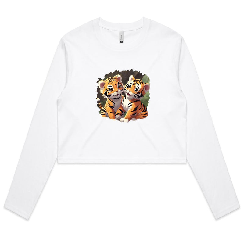 Baby Tiger AS Colour - Women's Long Sleeve Crop Tee Ogo Merch