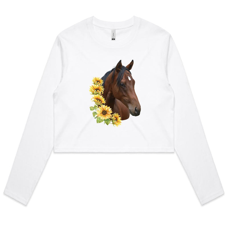 Sunflower Horse AS Colour - Women's Long Sleeve Crop Tee Ogo Merch