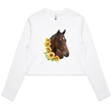 Sunflower Horse AS Colour - Women's Long Sleeve Crop Tee Ogo Merch