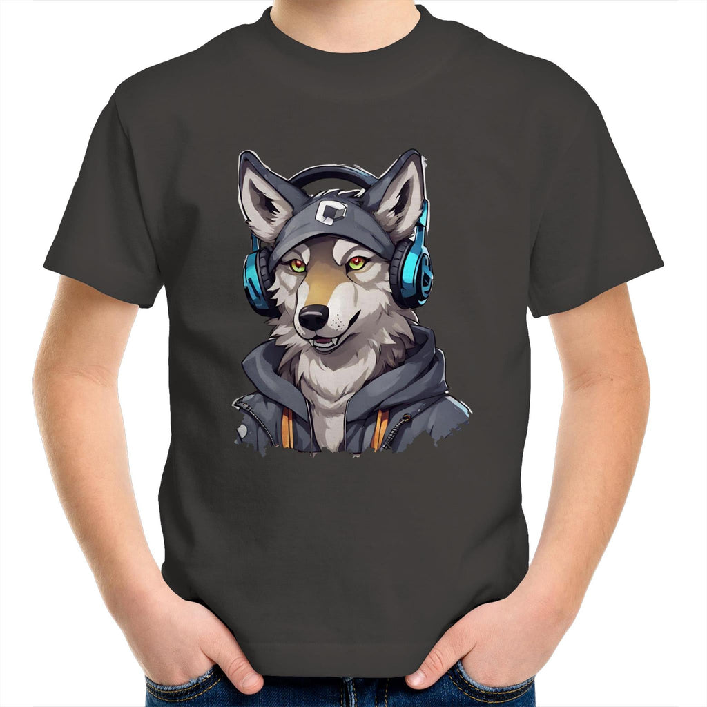 Gaming Wolf AS Colour Kids Youth TShirt Ogo Merch