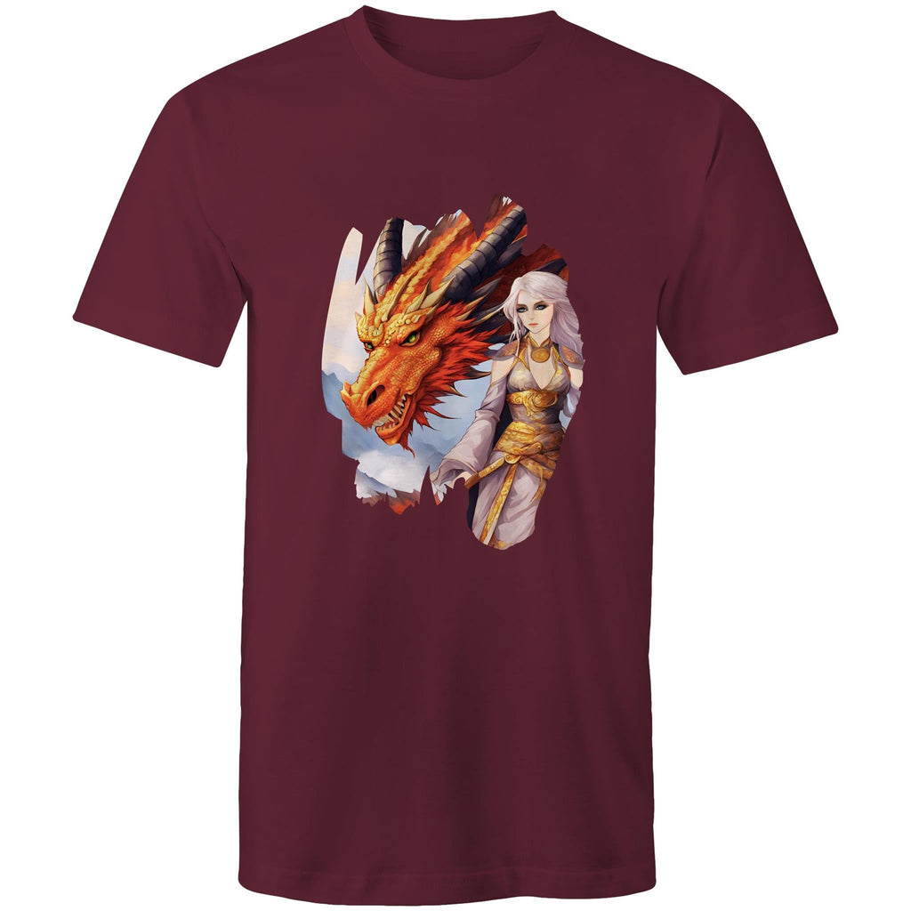 Lady and Pet Dragon AS Colour Staple - Mens T-Shirt Ogo Merch