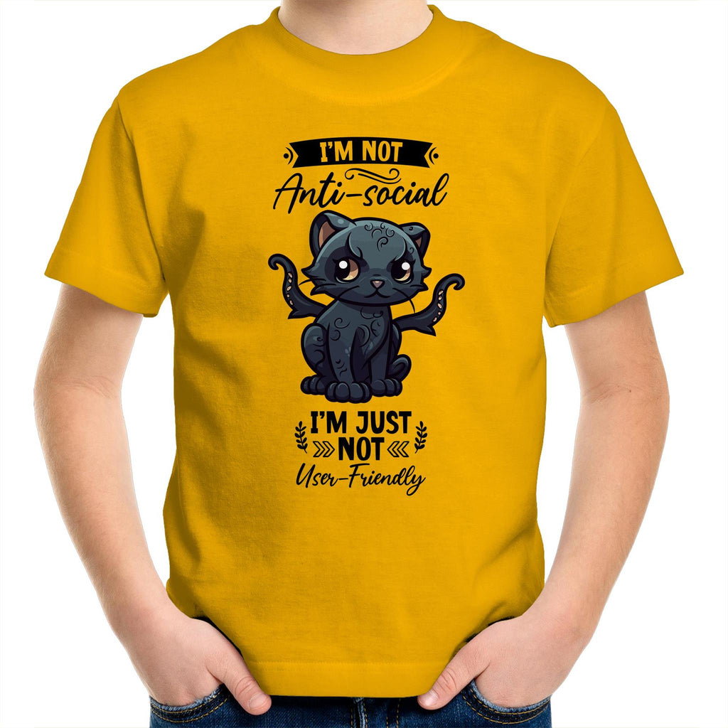 Antisocial Cat Monster AS Colour Kids Youth T-Shirt Ogo Merch