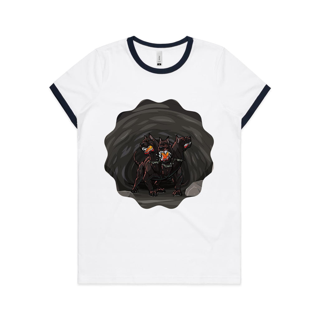 Cave Cerberus AS Colour Women's Ringer Tee Ogo Merch
