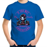 Meet my Family Angry Girl AS Colour Kids Youth T-Shirt Ogo Merch