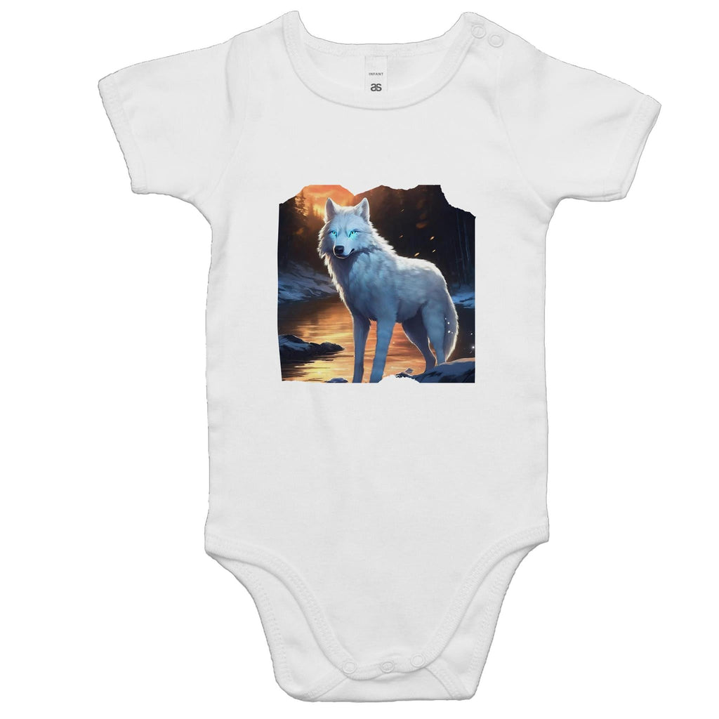 White Wolf AS Colour Mini Me - Baby Onesie Romper Ogo Merch