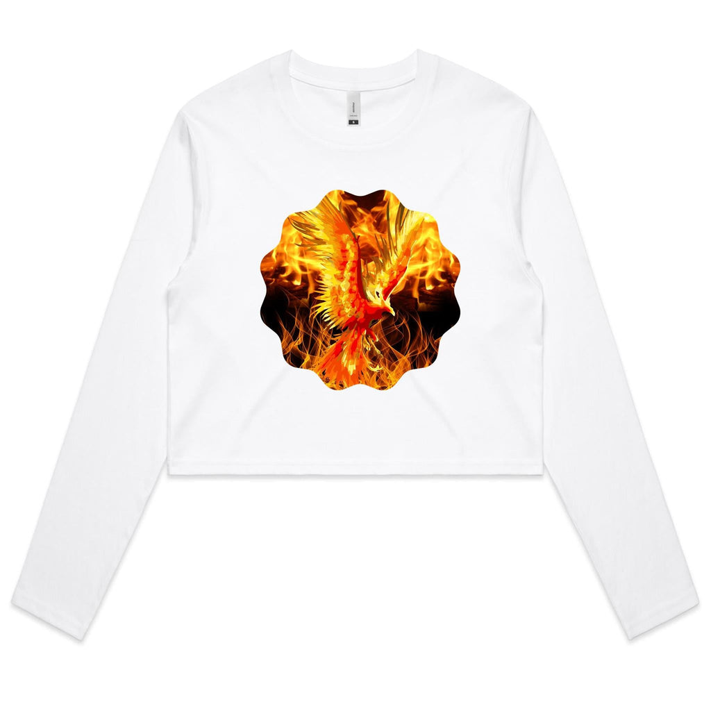 Flaming Phoenix AS Colour Women's Long Sleeve Crop Tee Ogo Merch
