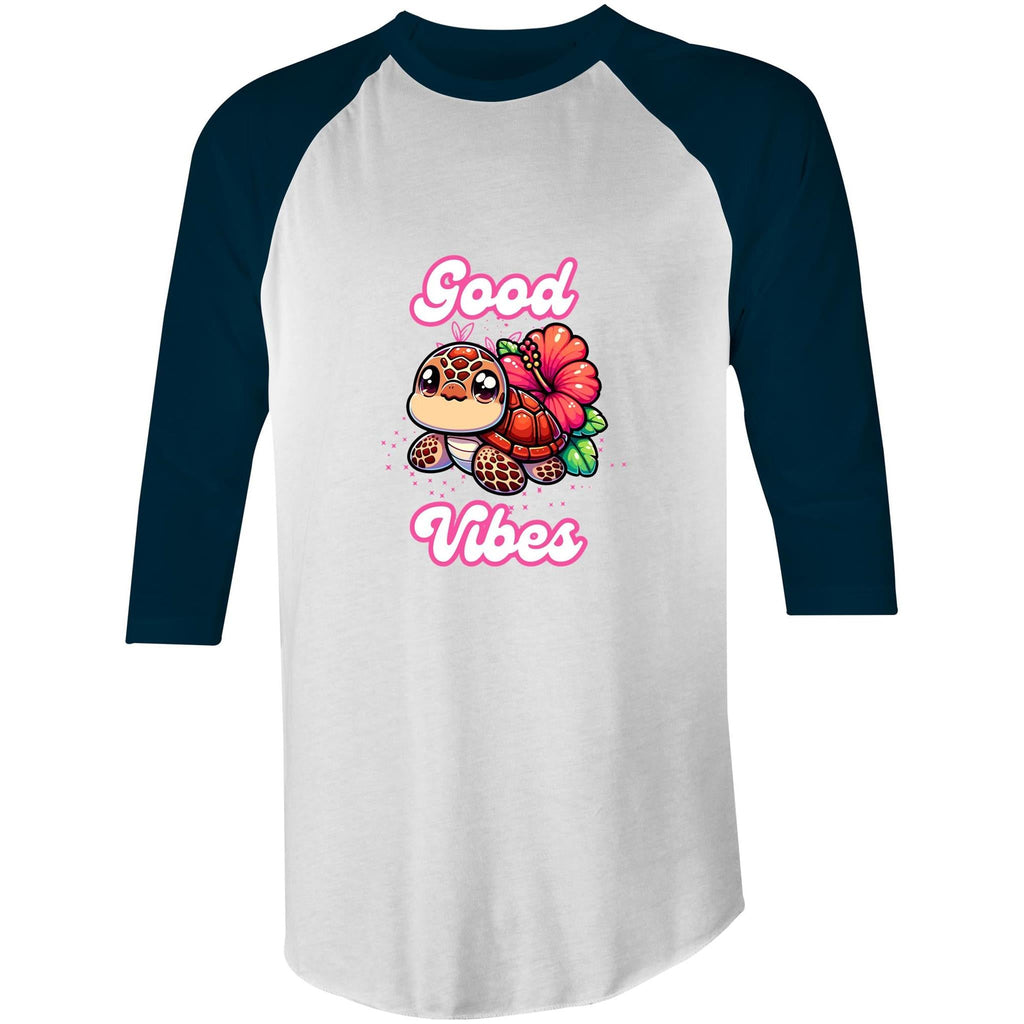 Good Vibes Turtle AS Colour Raglan - 3/4 Sleeve T-Shirt Ogo Merch