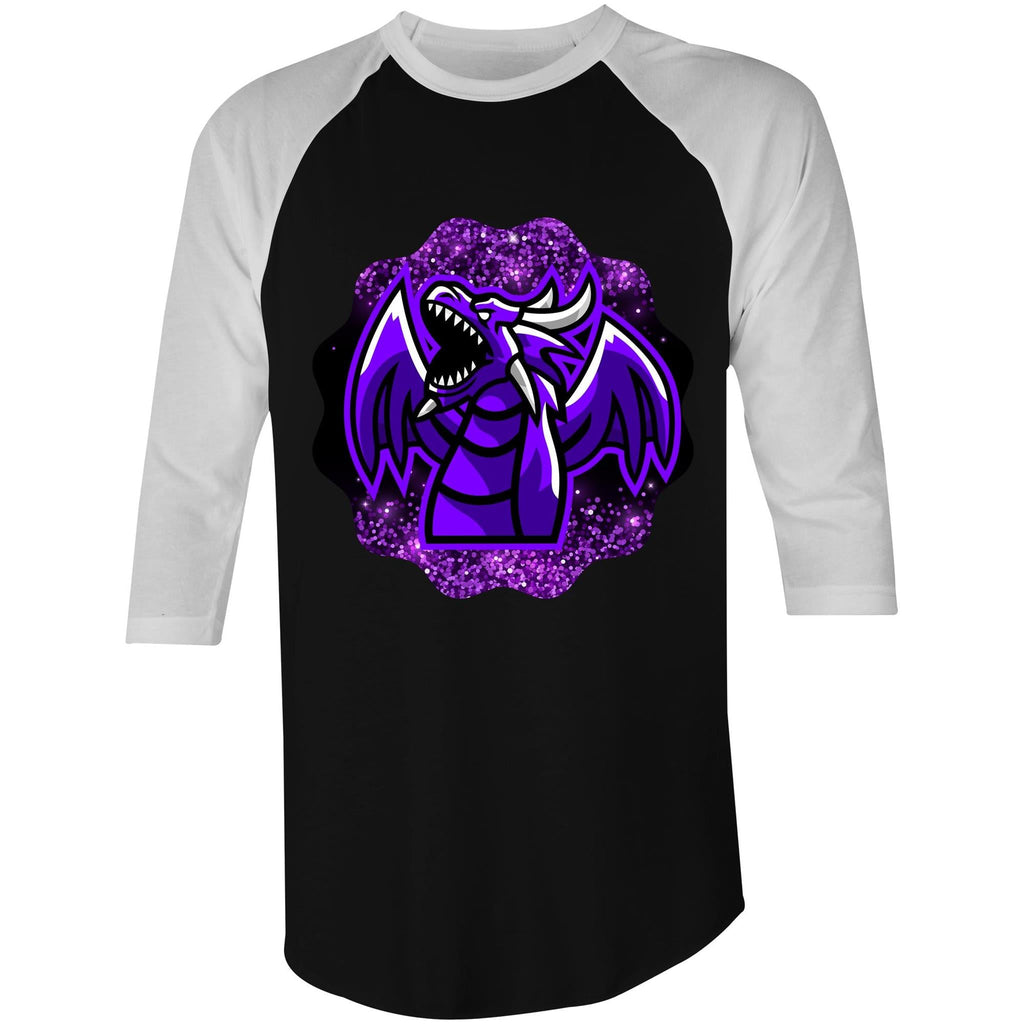 Shining Purple Dragon AS Colour Raglan 3/4 Sleeve TShirt Ogo Merch