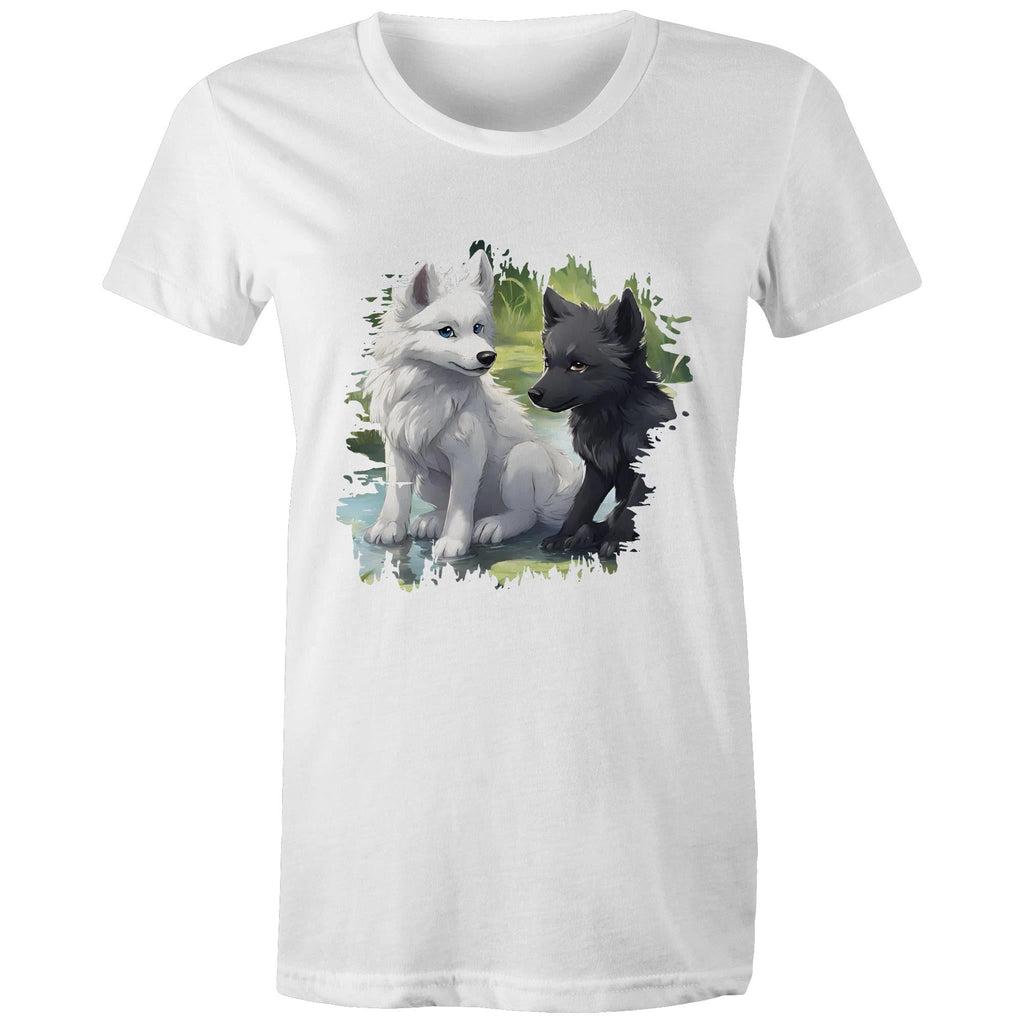 Two Wolves AS Colour - Women's Maple Organic Tee Ogo Merch