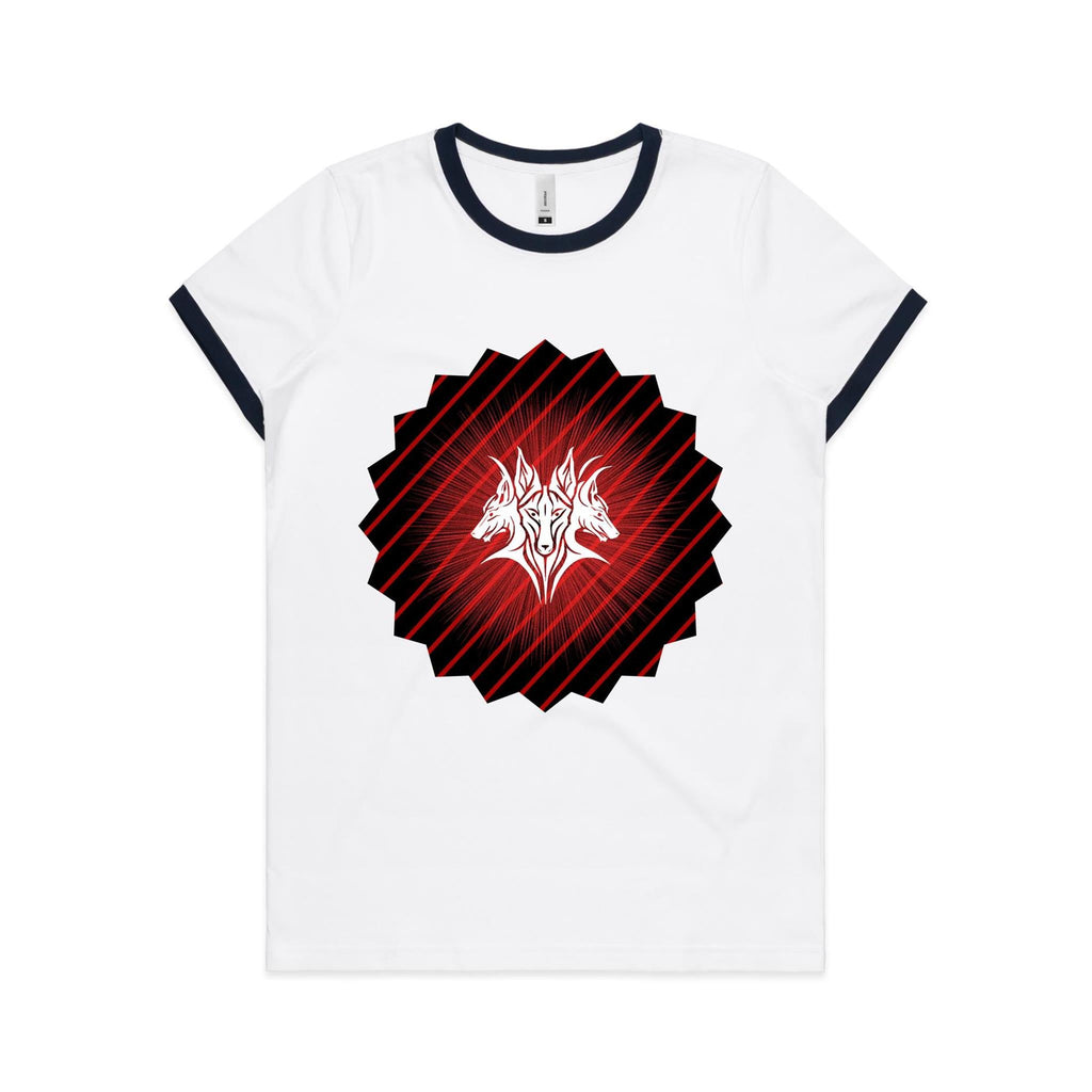 Glowing Cerberus AS Colour Women's Ringer Tee Ogo Merch
