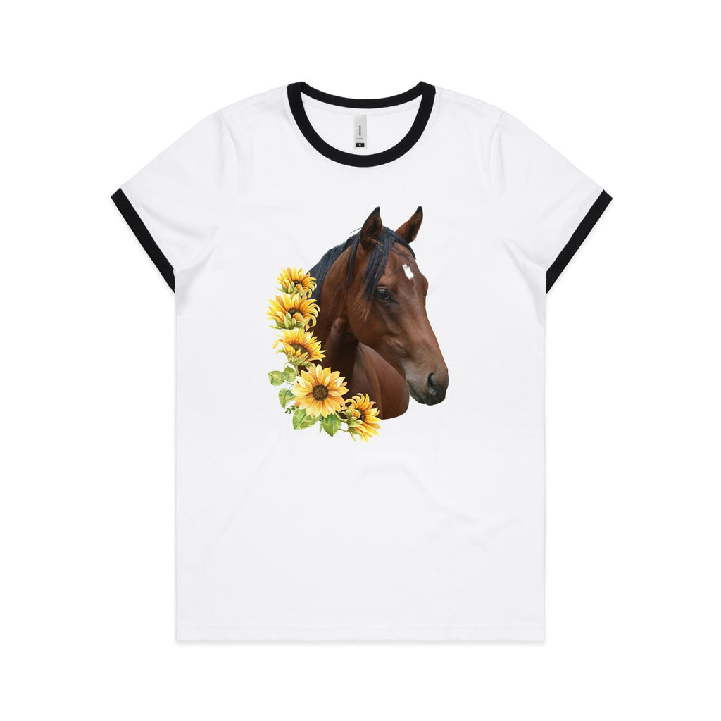 Sunflower Horse AS Colour Women's Ringer Tee Ogo Merch