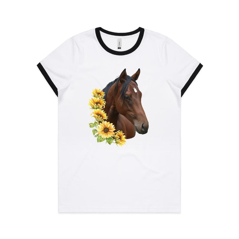 Sunflower Horse AS Colour Women's Ringer Tee Ogo Merch