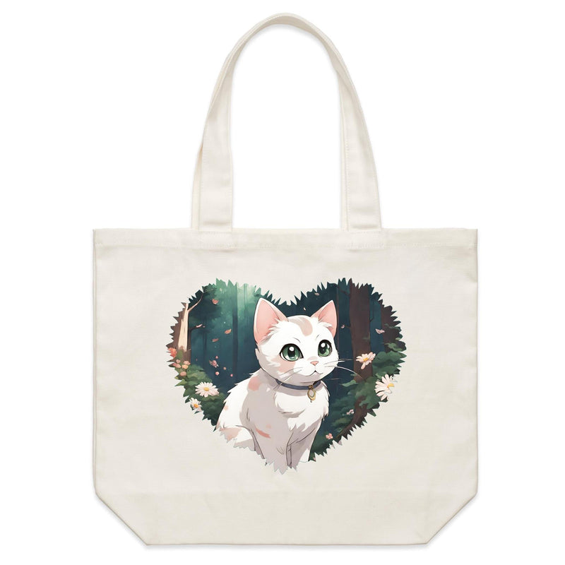 Cat in Heart AS Colour Shoulder Canvas Tote Bag Ogo Merch