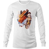 Lady and Pet Dragon AS Colour Base - Mens Long Sleeve T-Shirt Ogo Merch