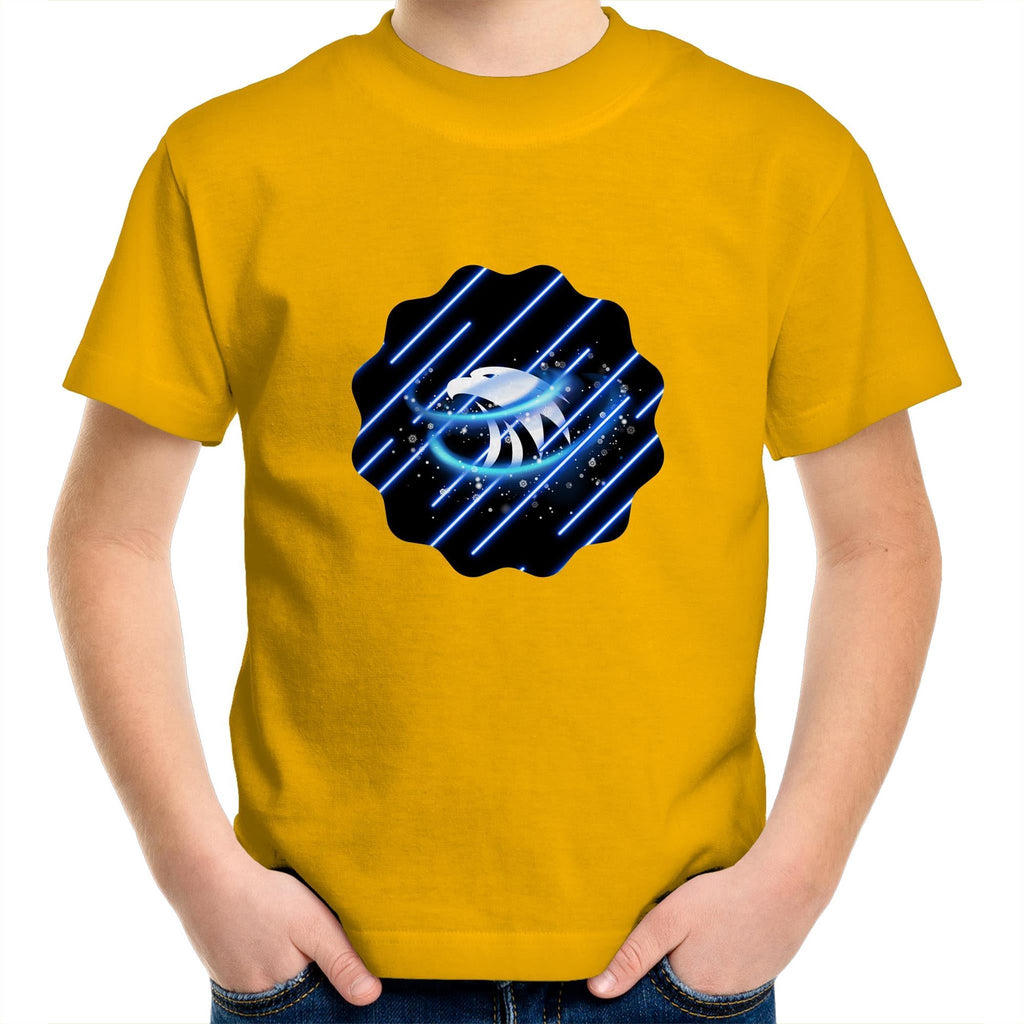 Blue Swirl Eagle AS Colour Kids Youth T-Shirt Ogo Merch