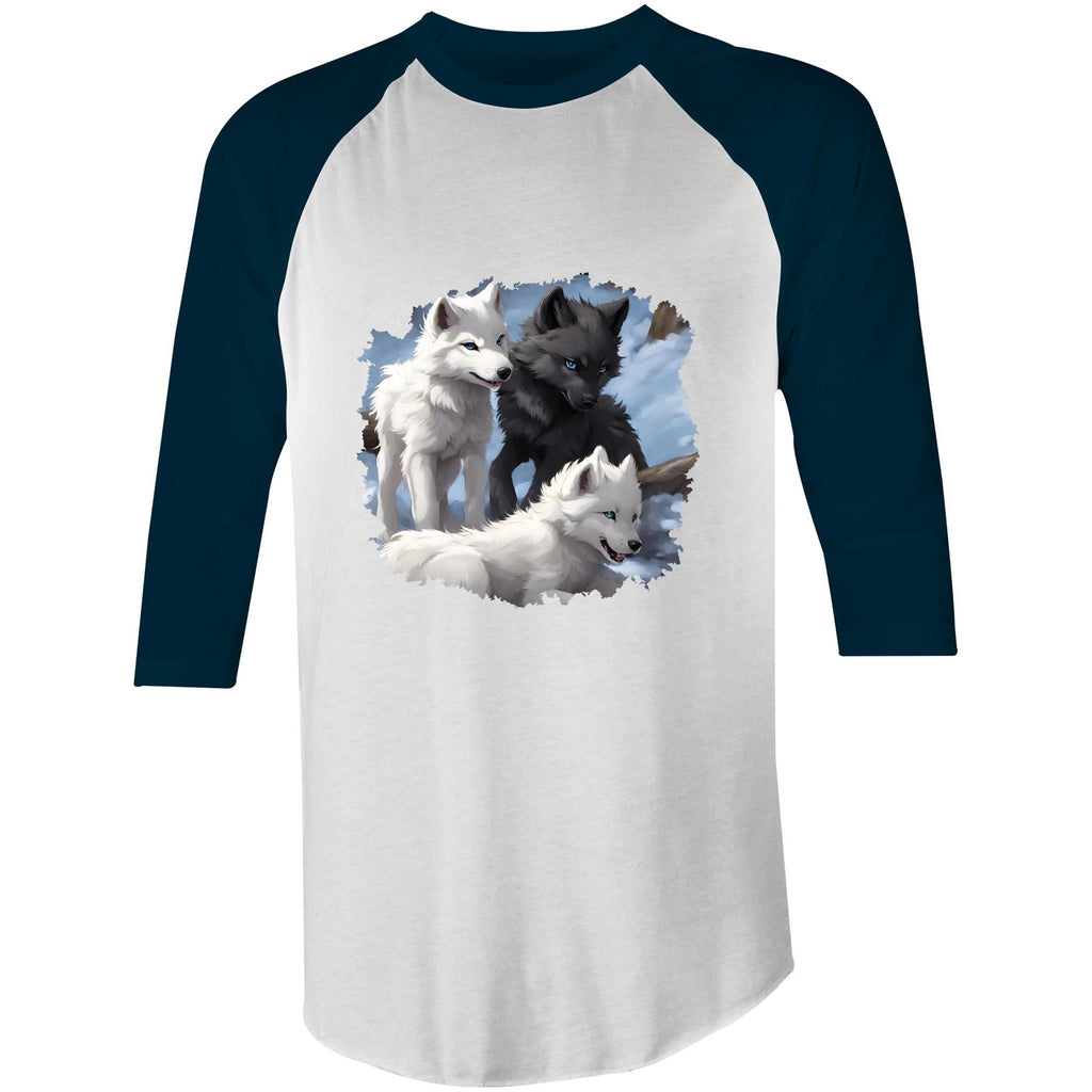 Three Wolves AS Colour Raglan - 3/4 Sleeve T-Shirt Ogo Merch