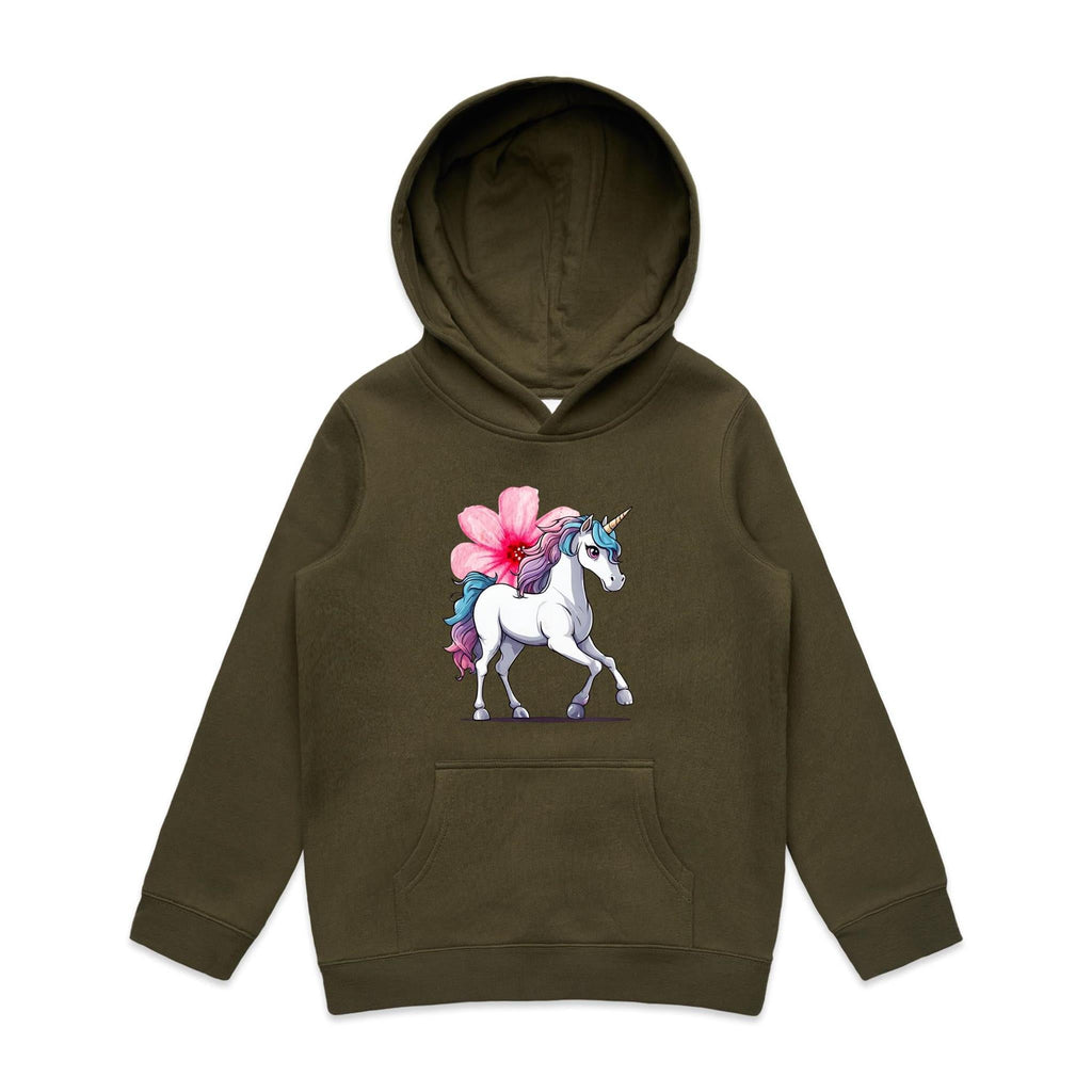 Unicorn and Flower AS Colour - Youth Supply Hood Ogo Merch