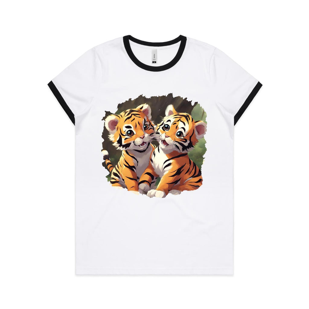 Baby Tigers AS Colour Women's Ringer Tee Ogo Merch