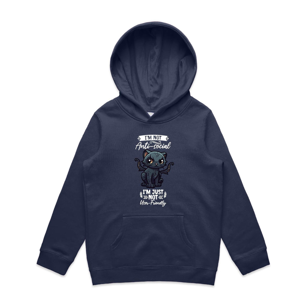 Antisocial Cat Monster AS Colour - Youth Supply Hood Ogo Merch