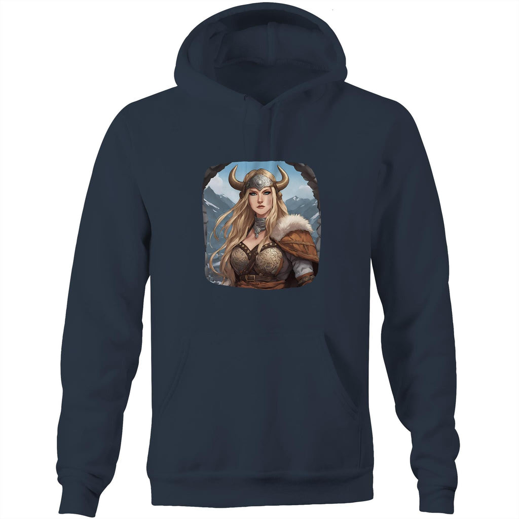 Viking Girl AS Colour Stencil - Pocket Hoodie Sweatshirt Ogo Merch