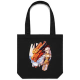 Lady and Pet Dragon AS Colour - Carrie - Canvas Tote Bag Ogo Merch