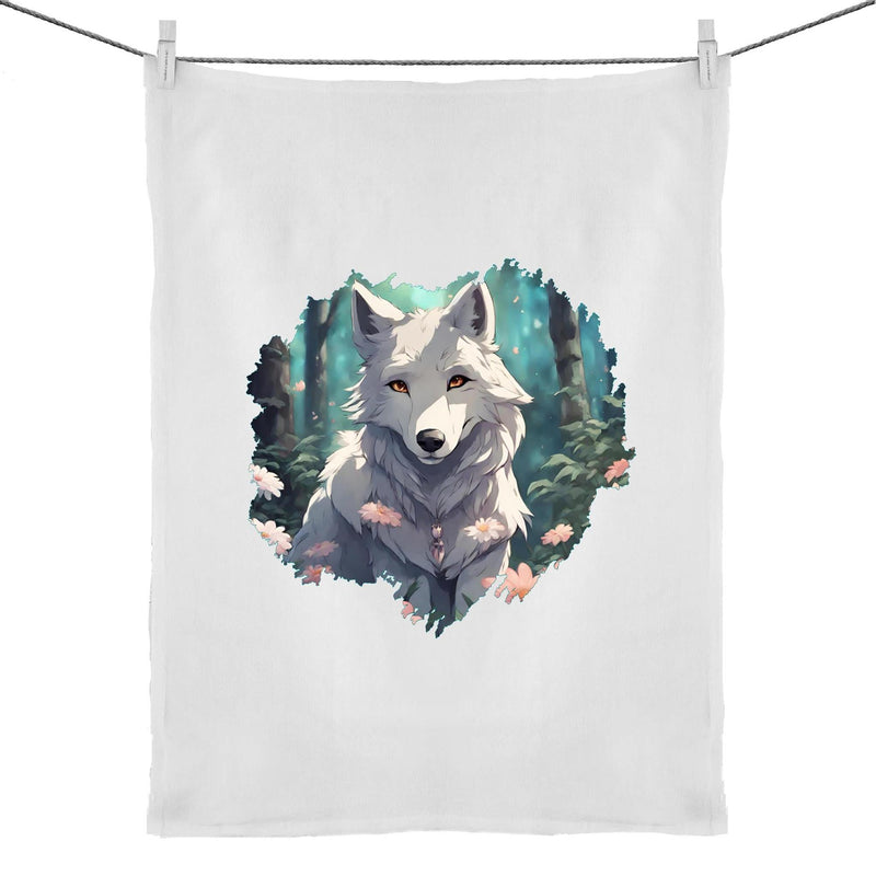 Wolf Print 50% Linen 50% Cotton Tea Towel Ogo Merch