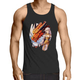 Lady and Pet Dragon AS Colour Lowdown - Mens Singlet Top Ogo Merch