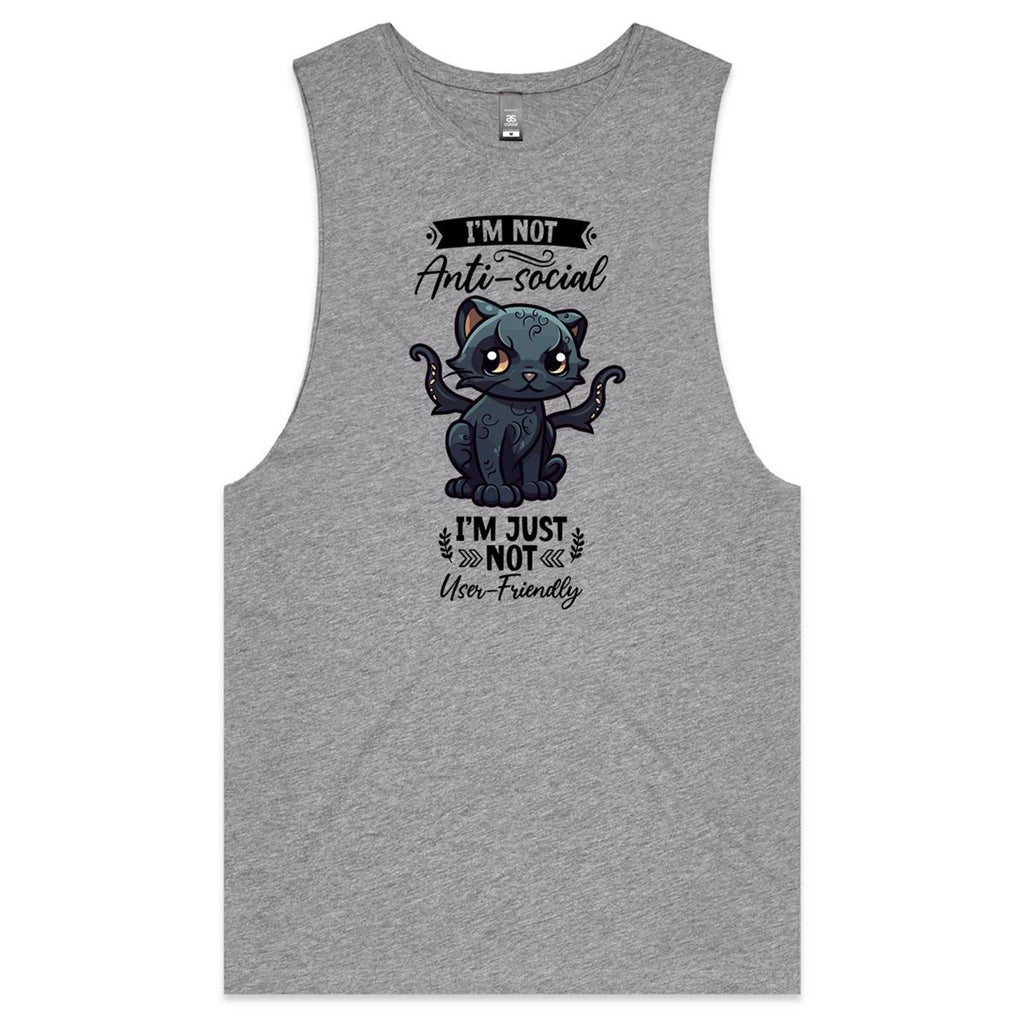 Antisocial Cat Monster AS Colour Barnard - Mens Tank Top Tee Ogo Merch