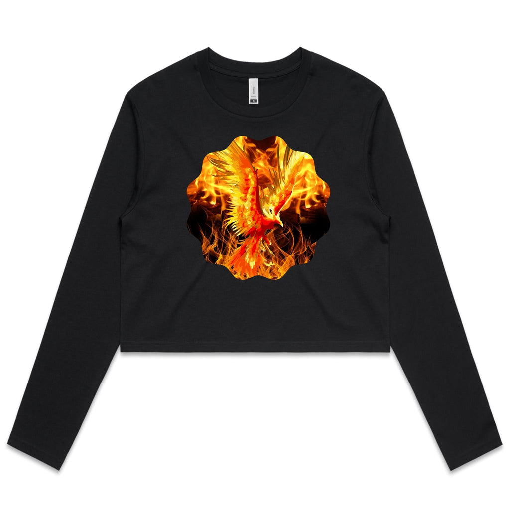 Flaming Phoenix AS Colour Women's Long Sleeve Crop Tee Ogo Merch