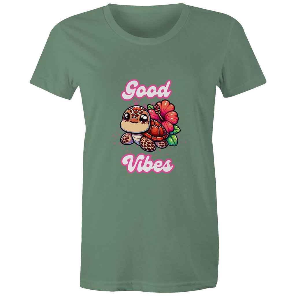 Good Vibes Turtle AS Colour - Women's Maple Tee Ogo Merch