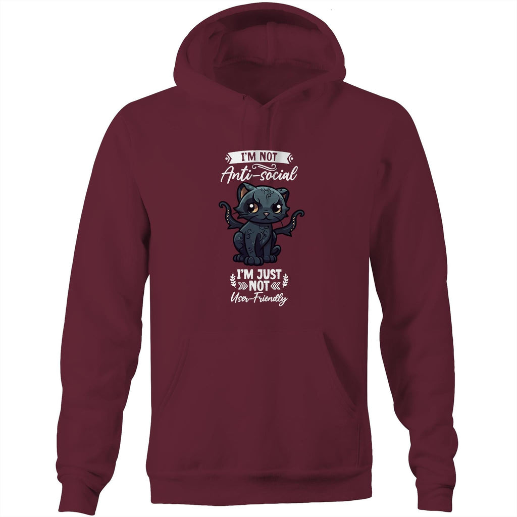Antisocial Cat Monster AS Colour Stencil - Pocket Hoodie Sweatshirt Ogo Merch