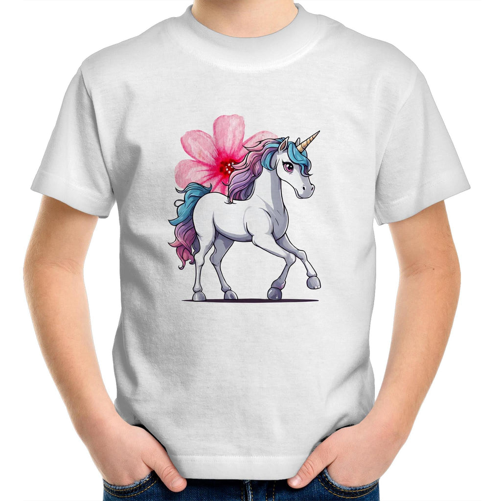 Unicorn and Flower AS Colour Kids Youth T-Shirt Ogo Merch