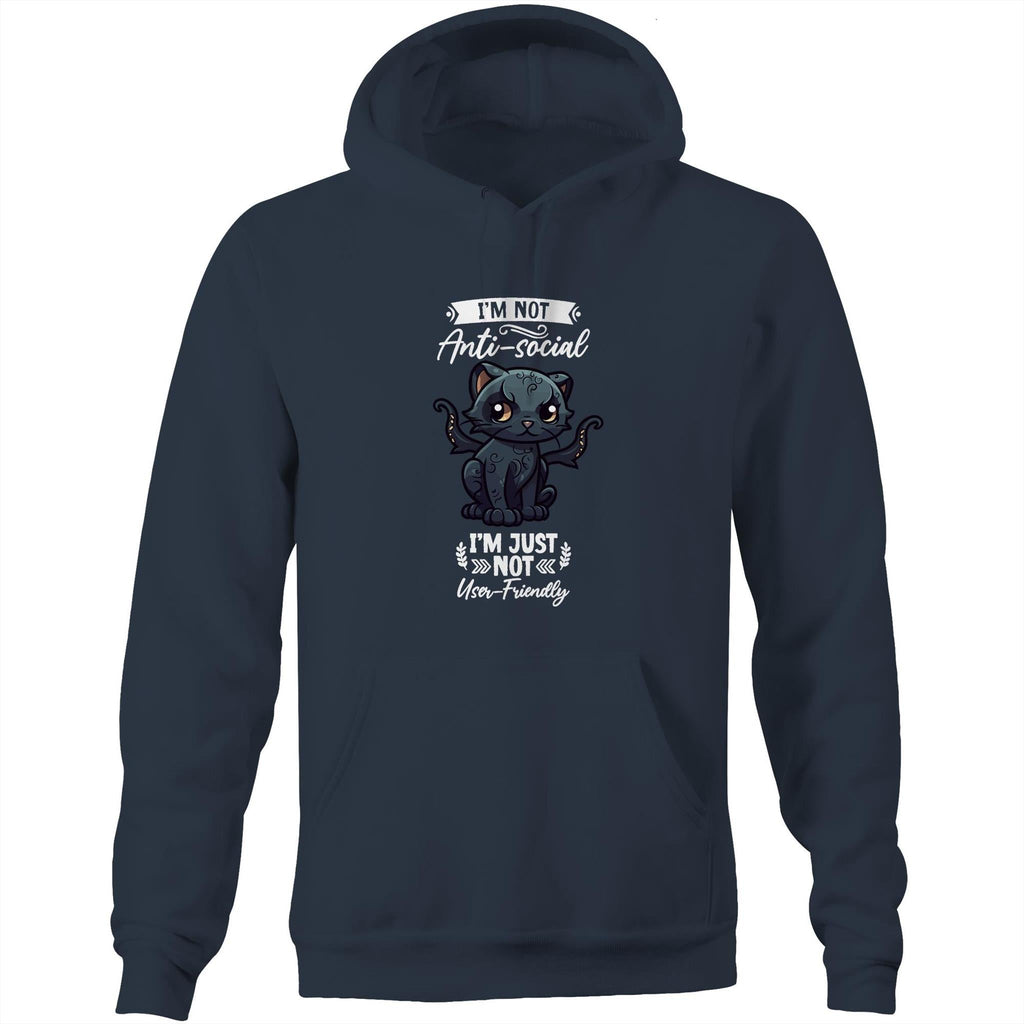 Antisocial Cat Monster AS Colour Stencil - Pocket Hoodie Sweatshirt Ogo Merch