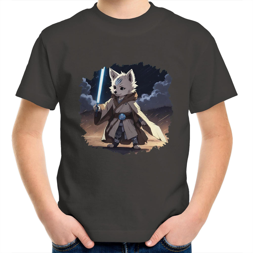 Wolf with Lightsaber AS Colour Kids Youth T-Shirt Ogo Merch